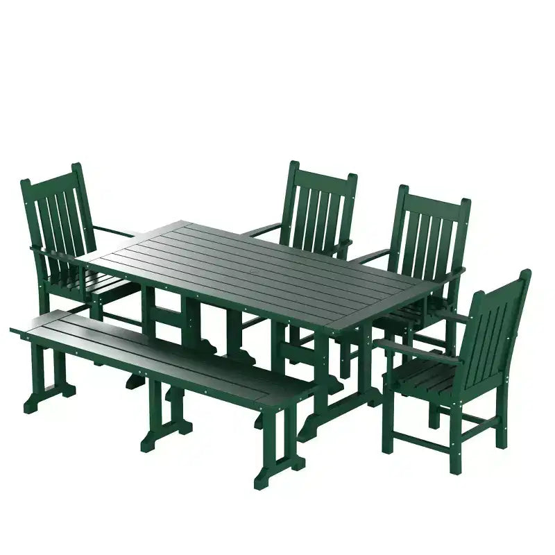 WestinTrends Set da pranzo da esterno a 6 pezzi con tavolo e panca, sedie con braccioli