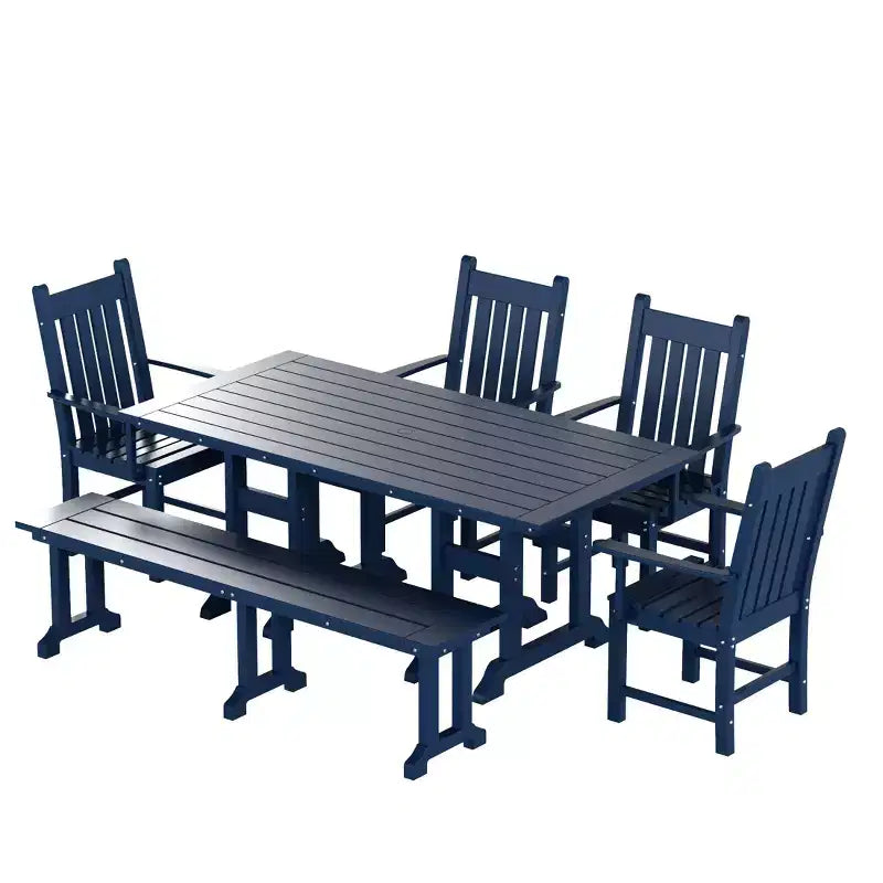 WestinTrends Set da pranzo da esterno a 6 pezzi con tavolo e panca, sedie con braccioli