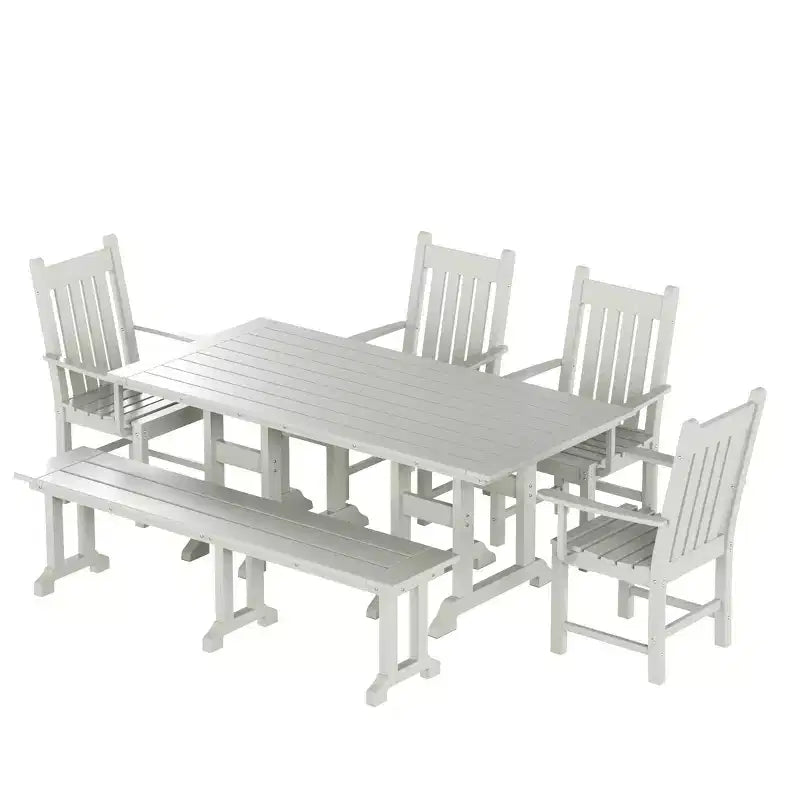 WestinTrends Set da pranzo da esterno a 6 pezzi con tavolo e panca, sedie con braccioli