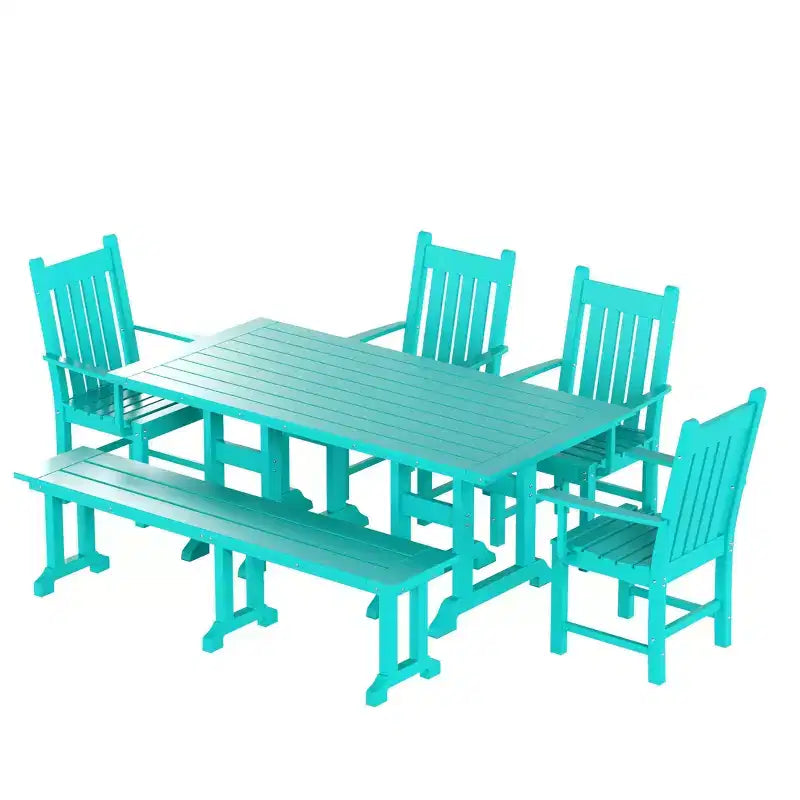 WestinTrends Set da pranzo da esterno a 6 pezzi con tavolo e panca, sedie con braccioli