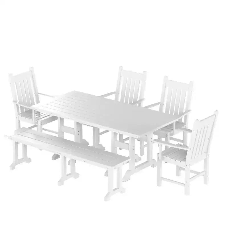 WestinTrends Set da pranzo da esterno a 6 pezzi con tavolo e panca, sedie con braccioli