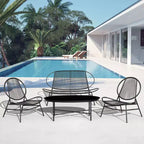 Set da pranzo Hyleory da esterno 4 pezzi Acapulco (include un tavolo ovale e tre sedie in rattan PE)