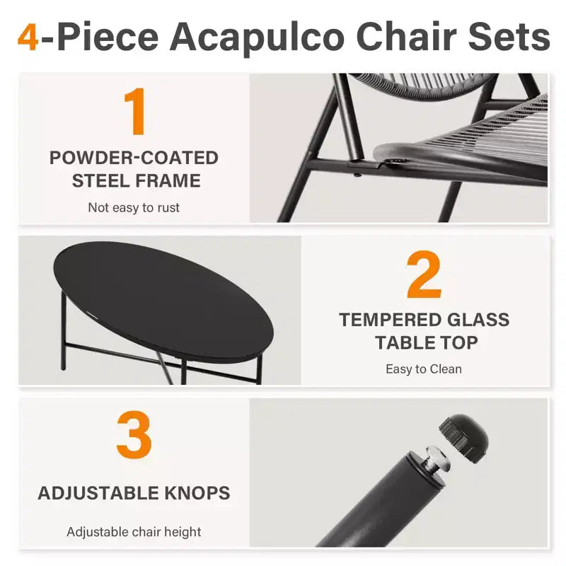 Set da pranzo Hyleory da esterno 4 pezzi Acapulco (include un tavolo ovale e tre sedie in rattan PE)
