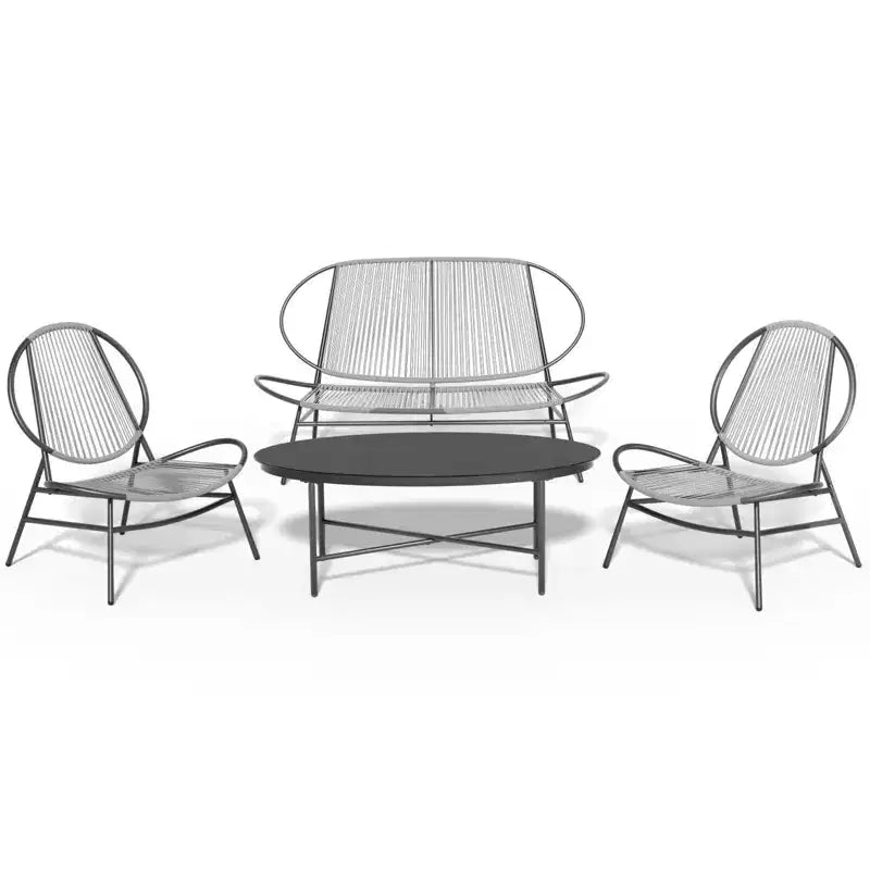 Set da pranzo Hyleory da esterno 4 pezzi Acapulco (include un tavolo ovale e tre sedie in rattan PE)