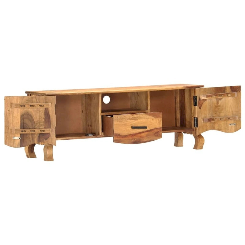 Mobile TV Marrone in Legno Massello – 2 Ante, 1 Cassetto, 1 Ripiano