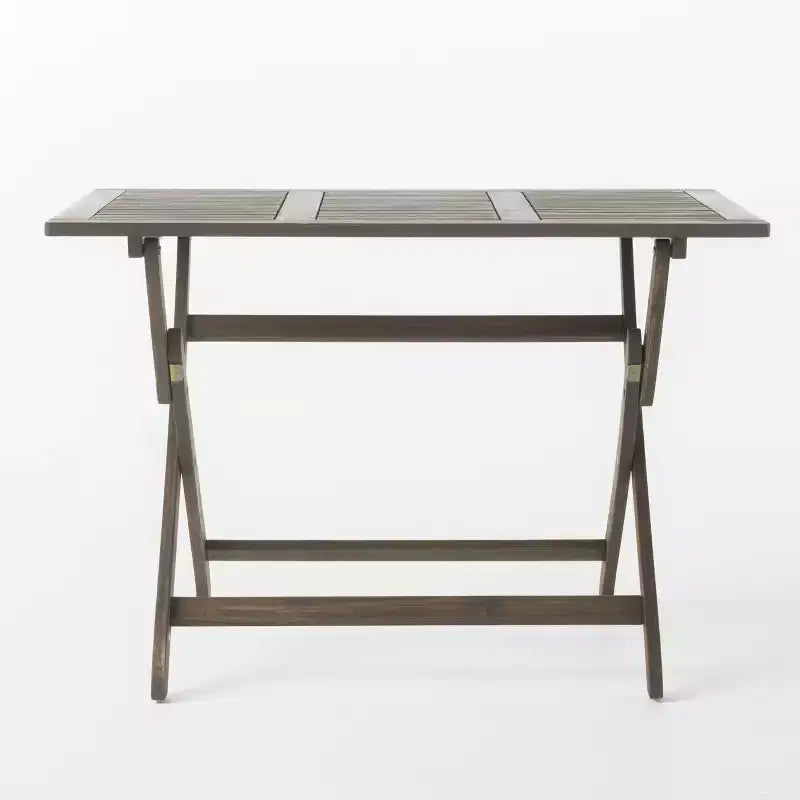 GDFStudio Rabion Outdoor Acacia Wood Folding Dining Table, Gray