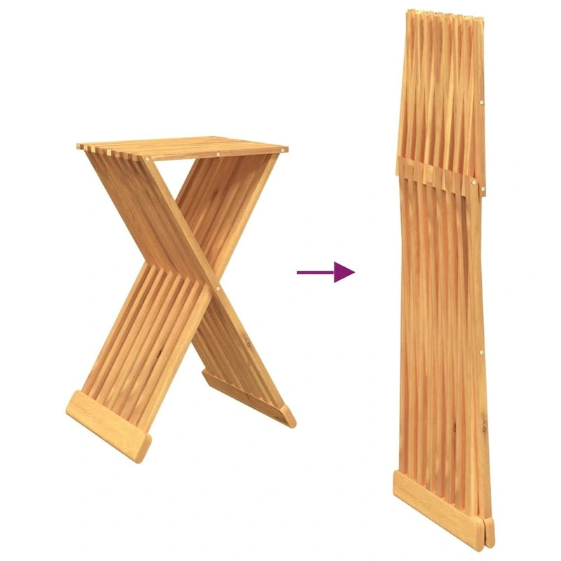 Sgabello pieghevole marrone, Legno massello di Teak, 1 persona