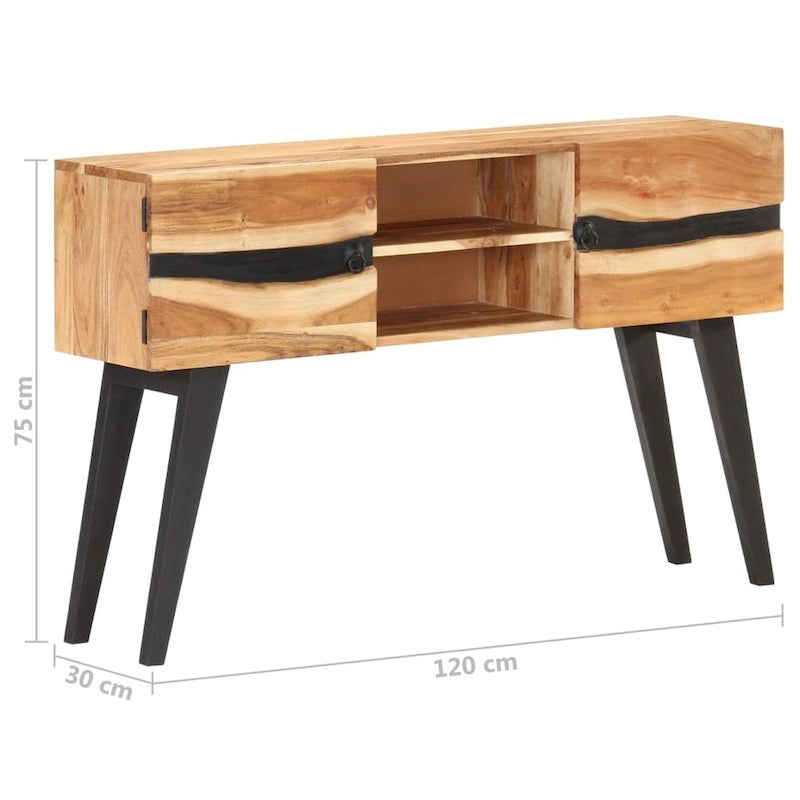 Madia marrone in legno massello di acacia, 2 ante