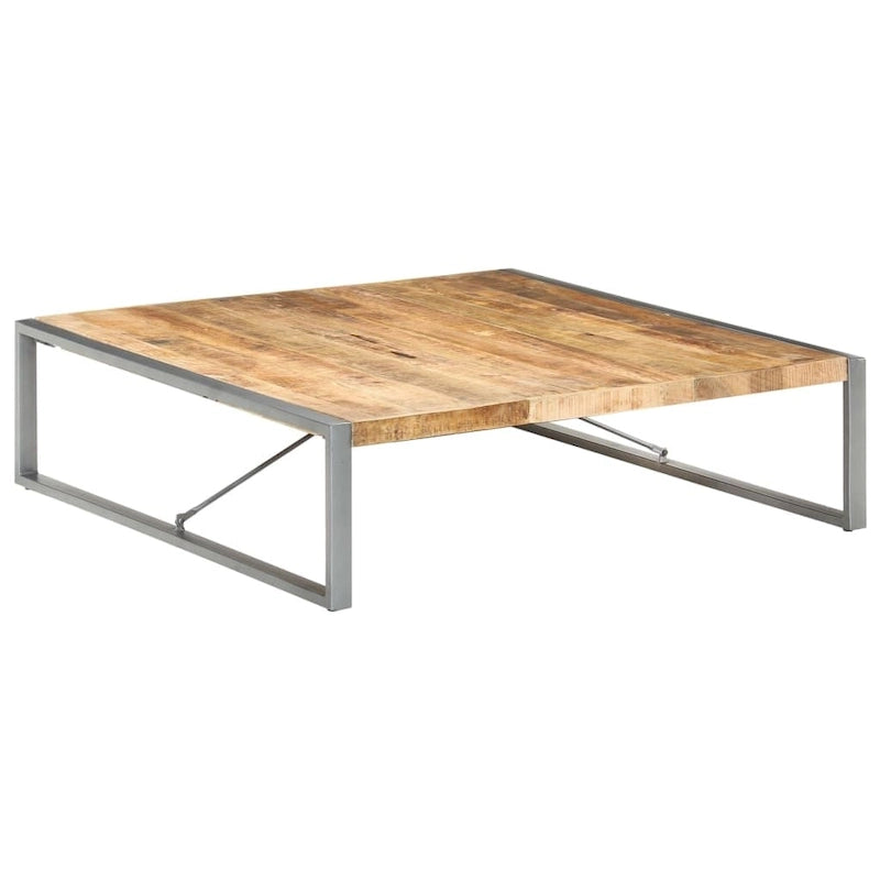 Tavolino da Caffè Quadrato Marrone Chiaro – Legno di Mango Grezzo, 1 Persona