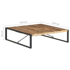 Tavolino da Caffè Quadrato Marrone Chiaro – Legno di Mango Grezzo, 1 Persona