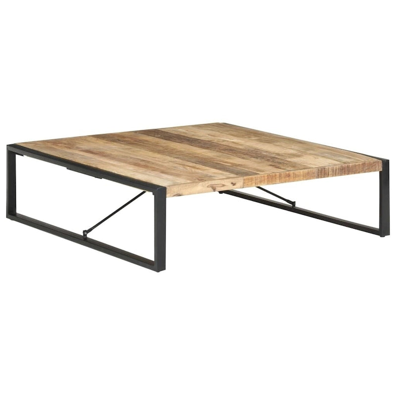Tavolino da Caffè Quadrato Marrone Chiaro – Legno di Mango Grezzo, 1 Persona