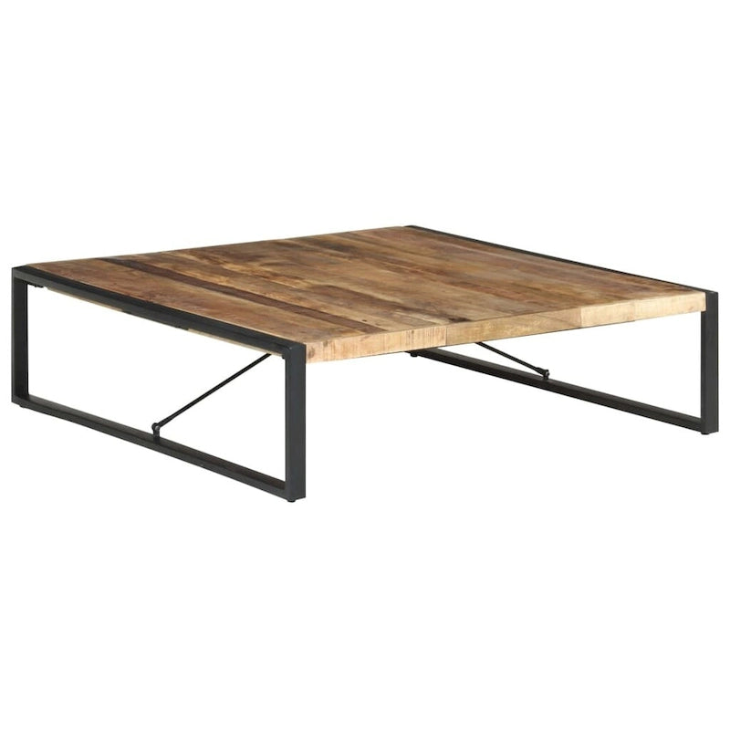 Tavolino da Caffè Quadrato Marrone Chiaro – Legno di Mango Grezzo, 1 Persona