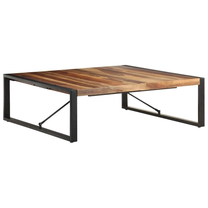 Tavolino da Caffè Quadrato Marrone Chiaro – Legno di Mango Grezzo, 1 Persona