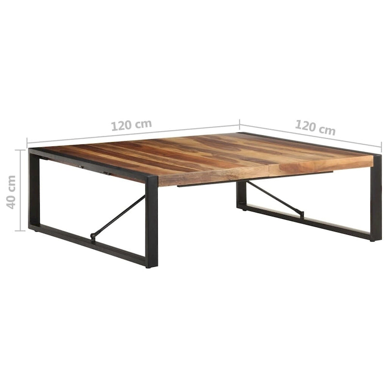 Tavolino da Caffè Quadrato Marrone Chiaro – Legno di Mango Grezzo, 1 Persona