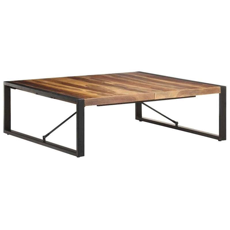 Tavolino da Caffè Quadrato Marrone Chiaro – Legno di Mango Grezzo, 1 Persona
