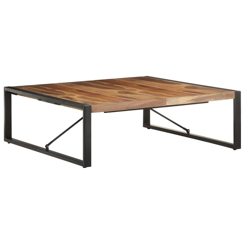 Tavolino da Caffè Quadrato Marrone Chiaro – Legno di Mango Grezzo, 1 Persona