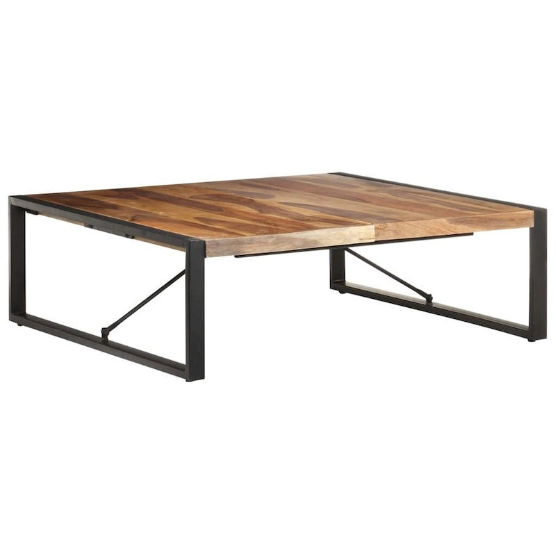 Tavolino da Caffè Quadrato Marrone Chiaro – Legno di Mango Grezzo, 1 Persona