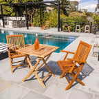 Tavolo da patio pieghevole in teak naturale Nordic Teak 28 per 2 persone - Beige