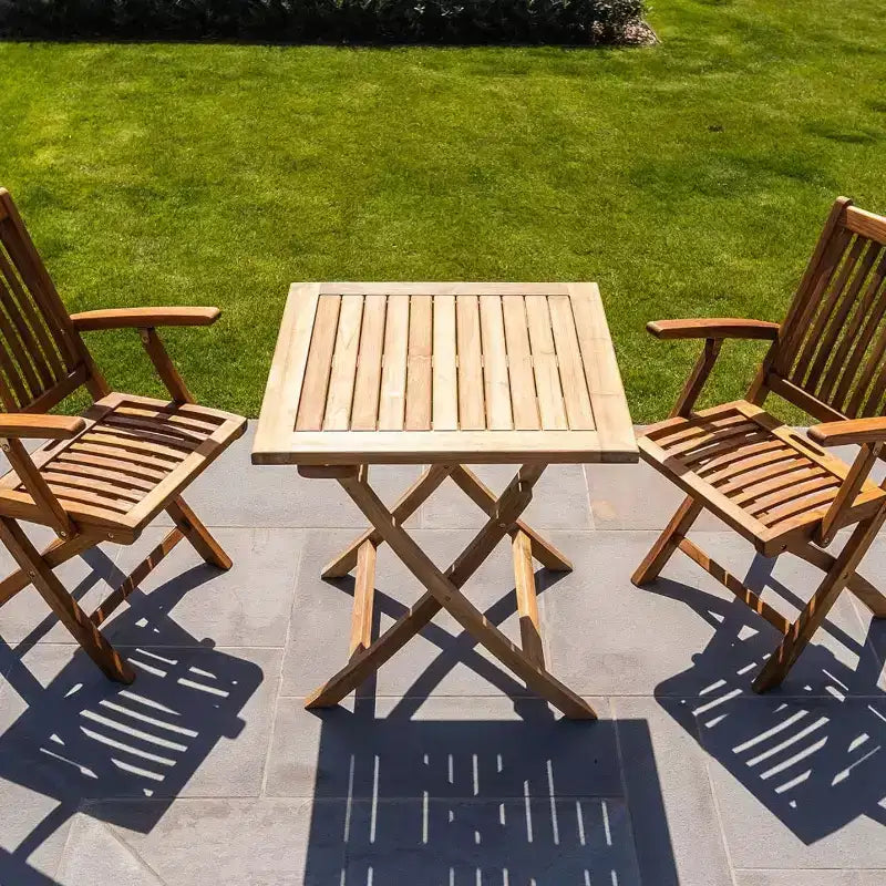 Nordic Teak 28 2 Person Natural Teak Folding Patio Table - Beige