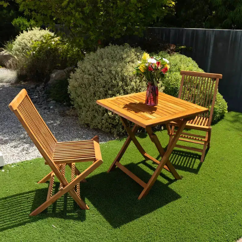 Tavolo da patio pieghevole in teak naturale Nordic Teak 28 per 2 persone - Beige