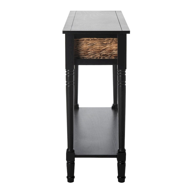 Consolle effetto invecchiato/vintage con cassetti e ripiano in rattan — 5 colori
