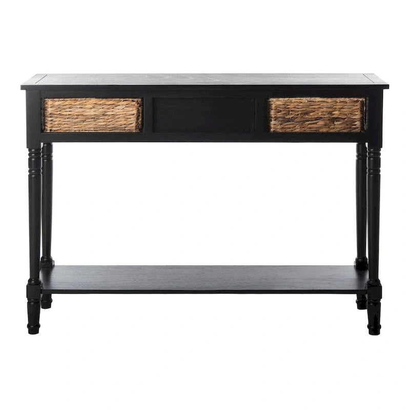 Consolle effetto invecchiato/vintage con cassetti e ripiano in rattan — 5 colori