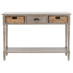 Consolle effetto invecchiato/vintage con cassetti e ripiano in rattan — 5 colori