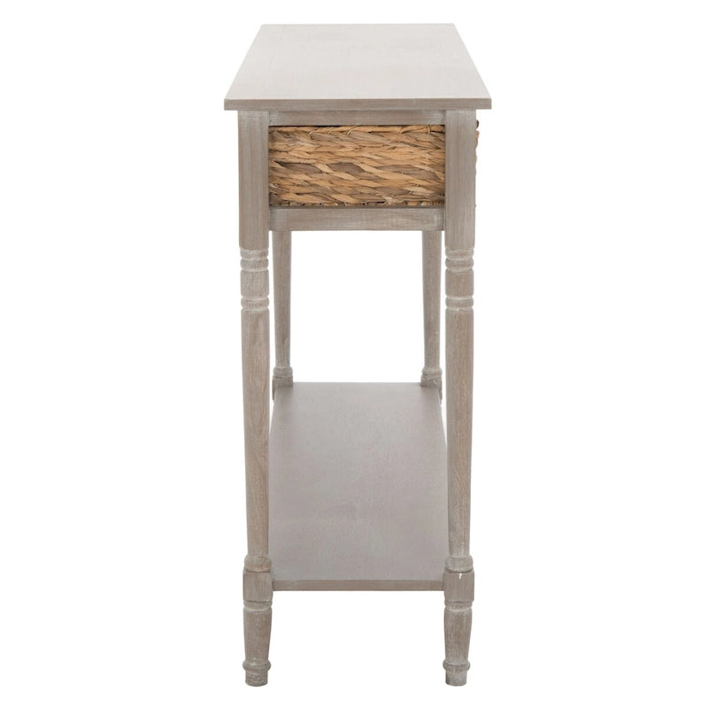 Consolle effetto invecchiato/vintage con cassetti e ripiano in rattan — 5 colori