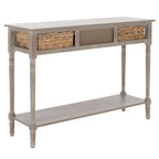 Consolle effetto invecchiato/vintage con cassetti e ripiano in rattan — 5 colori