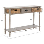 Consolle effetto invecchiato/vintage con cassetti e ripiano in rattan — 5 colori