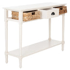 Consolle effetto invecchiato/vintage con cassetti e ripiano in rattan — 5 colori