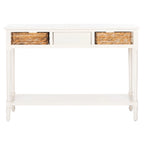 Consolle effetto invecchiato/vintage con cassetti e ripiano in rattan — 5 colori
