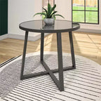 Tavolo da pranzo rotondo COSCO Indoor/Outdoor 35 con piano in vetro, grigio scuro
