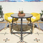 Tavolo da pranzo rotondo COSCO Indoor/Outdoor 35 con piano in vetro, grigio scuro