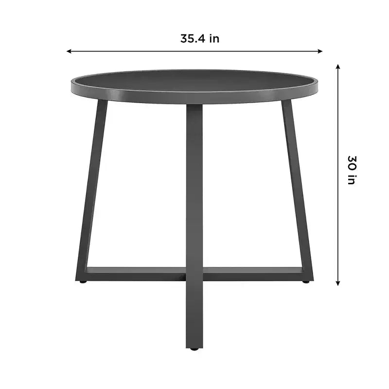 Tavolo da pranzo rotondo COSCO Indoor/Outdoor 35 con piano in vetro, grigio scuro