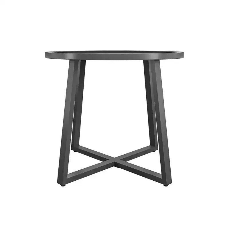 Tavolo da pranzo rotondo COSCO Indoor/Outdoor 35 con piano in vetro, grigio scuro