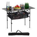 Folding Camping Table Aluminum Roll-Up Top Adjustable Height Portable
