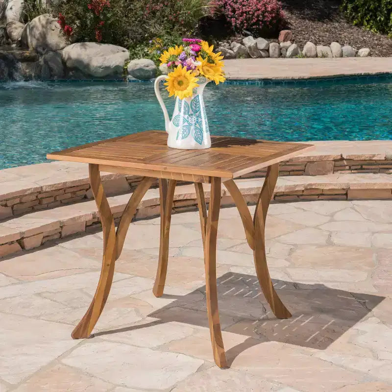 GDFStudio Izara Tavolo da pranzo quadrato in legno di acacia da esterno, Teak