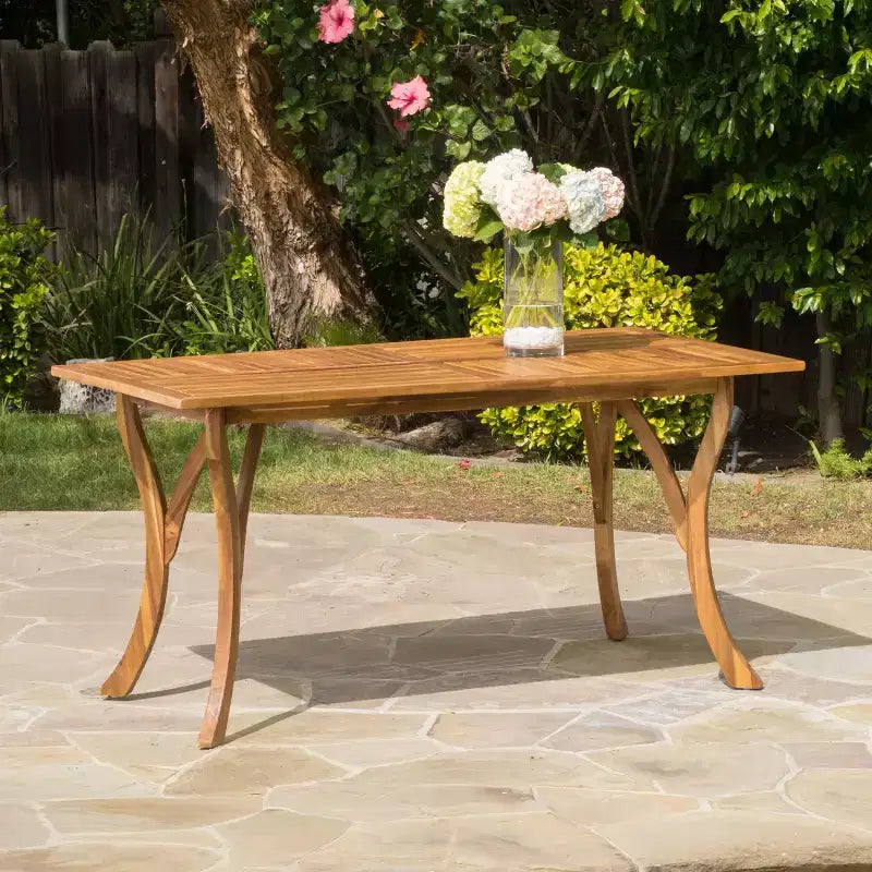 GDFStudio Baia Tavolo da pranzo rettangolare per esterni in legno di acacia, teak