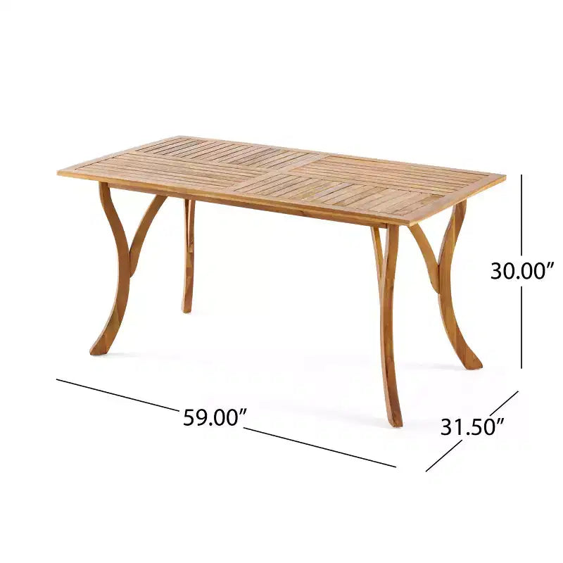 GDFStudio Baia Tavolo da pranzo rettangolare per esterni in legno di acacia, teak