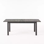 GDFStudio Zeila Outdoor Acacia Wood Expandable Dining Table, Sandblasted Dark Gray