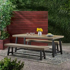 GDFStudio Chilian Set da Picnic da Esterno in Legno di Acacia, 3 Pezzi, Grigio/Metallo Rustico
