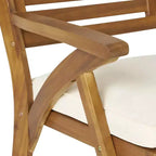 GDFStudio Baia Set da Pranzo da Esterno a 5 Pezzi in Legno di Acacia con Cuscini, Teak/Crema