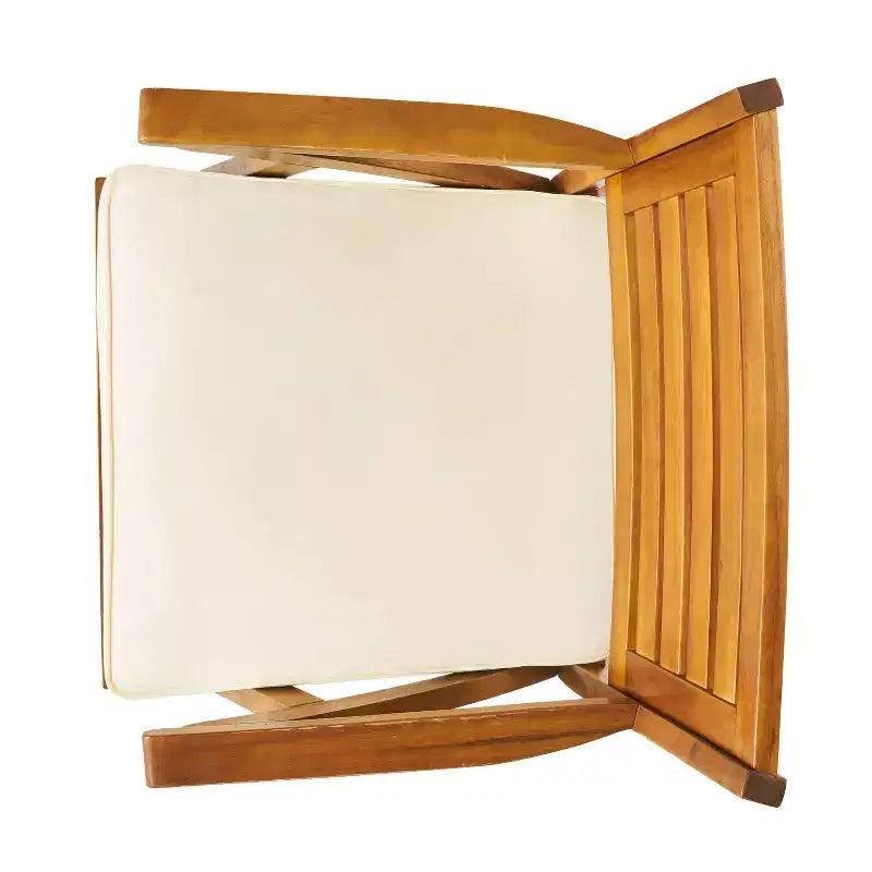 GDFStudio Baia Set da Pranzo da Esterno a 5 Pezzi in Legno di Acacia con Cuscini, Teak/Crema