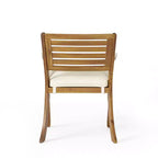 GDFStudio Baia Set da Pranzo da Esterno a 5 Pezzi in Legno di Acacia con Cuscini, Teak/Crema