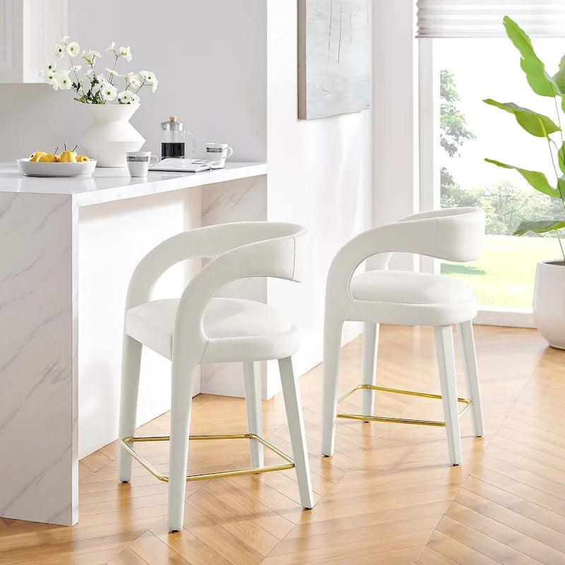 Sgabello da bancone in velluto, set da 2 — Avorio / Marrone / Verde / Grigio / Nero