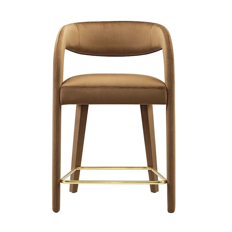 Sgabello da bancone in velluto, set da 2 — Avorio / Marrone / Verde / Grigio / Nero