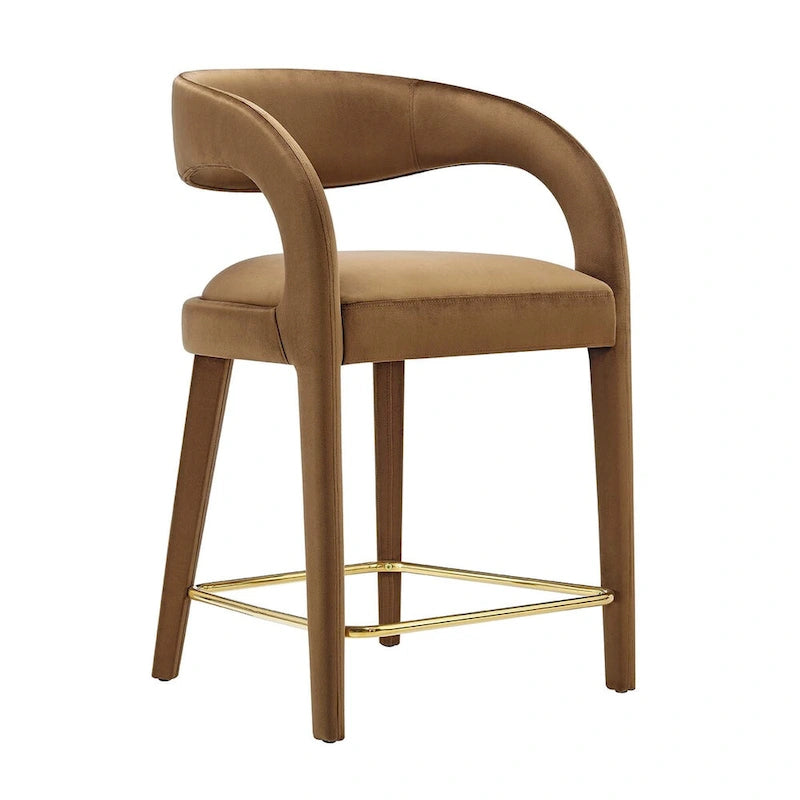 Sgabello da bancone in velluto, set da 2 — Avorio / Marrone / Verde / Grigio / Nero