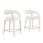 Sgabello da bancone in velluto, set da 2 — Avorio / Marrone / Verde / Grigio / Nero