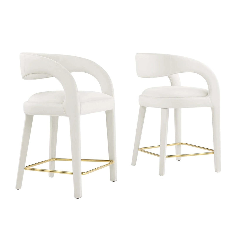Sgabello da bancone in velluto, set da 2 — Avorio / Marrone / Verde / Grigio / Nero